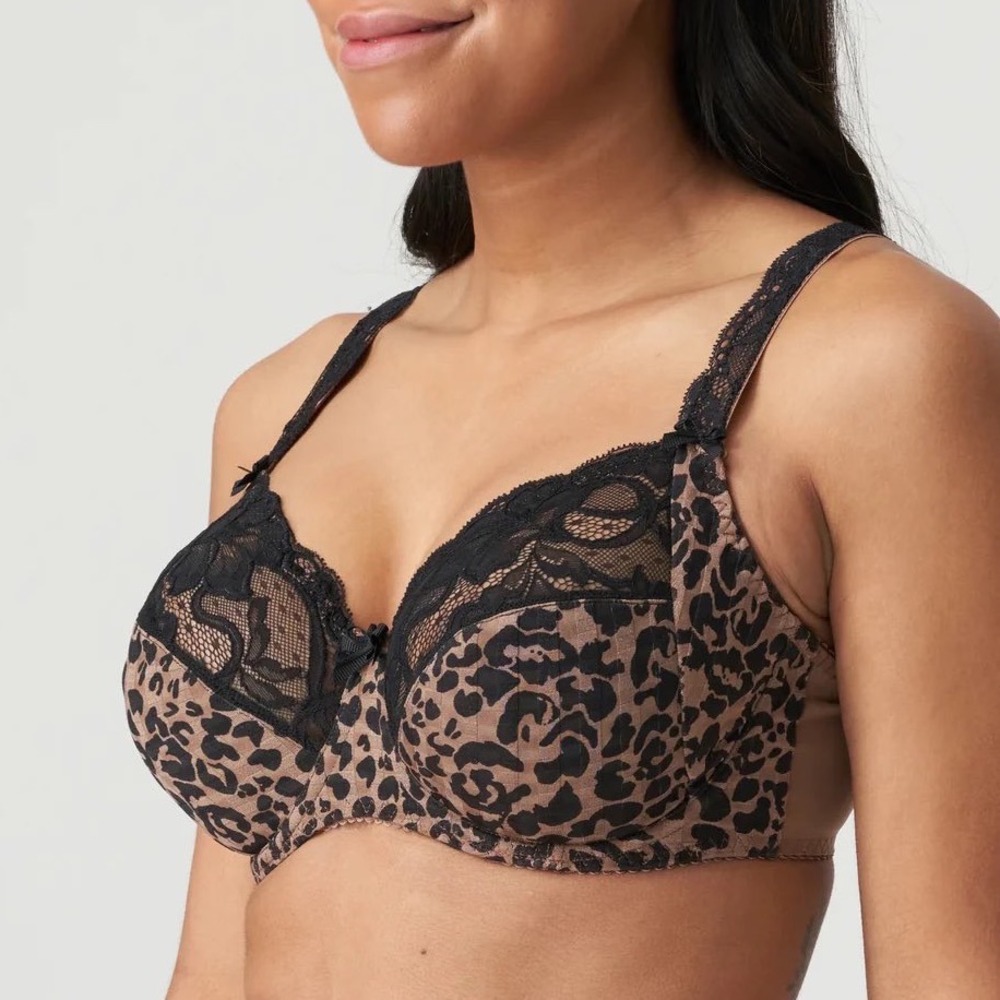 Prima Donna | Madison Leopard Print Full Cup Bra Brown‎ Black Lace Size 36E